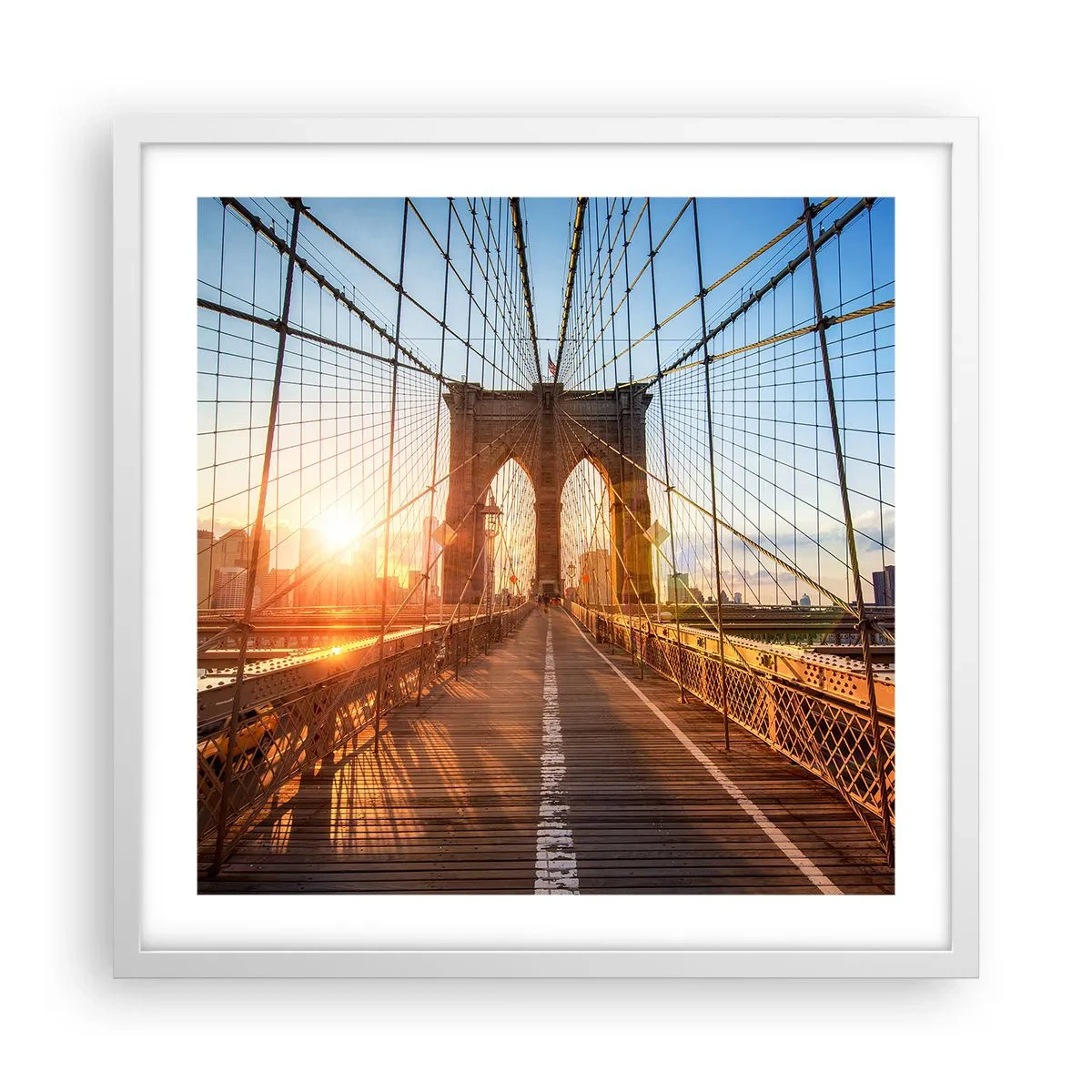 Poster in een witte lijst - Op de gouden brug - 50x50 cm