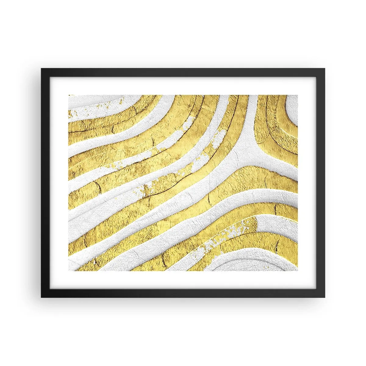 Poster in een zwarte lijst - Compositie in wit en goud - 50x40 cm