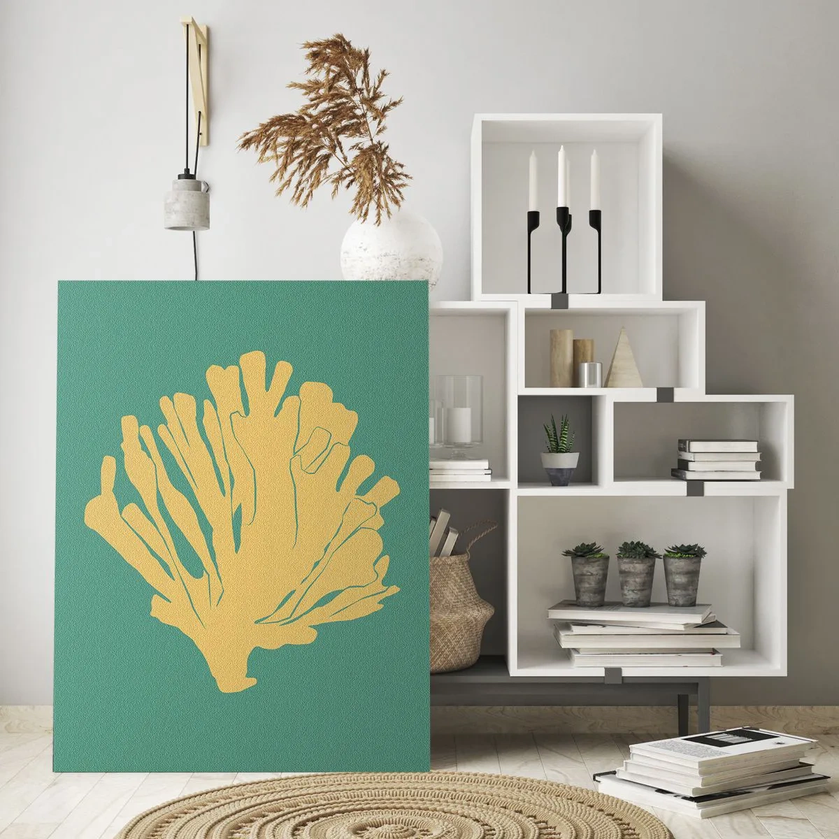 Schilderen op glas - Onderwater bosstruik - 80x120 cm