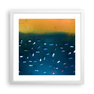 Poster in een witte lijst - Vakantie spel - 40x40 cm