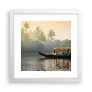 Poster in een witte lijst - Huis aan de rivier - 30x30 cm