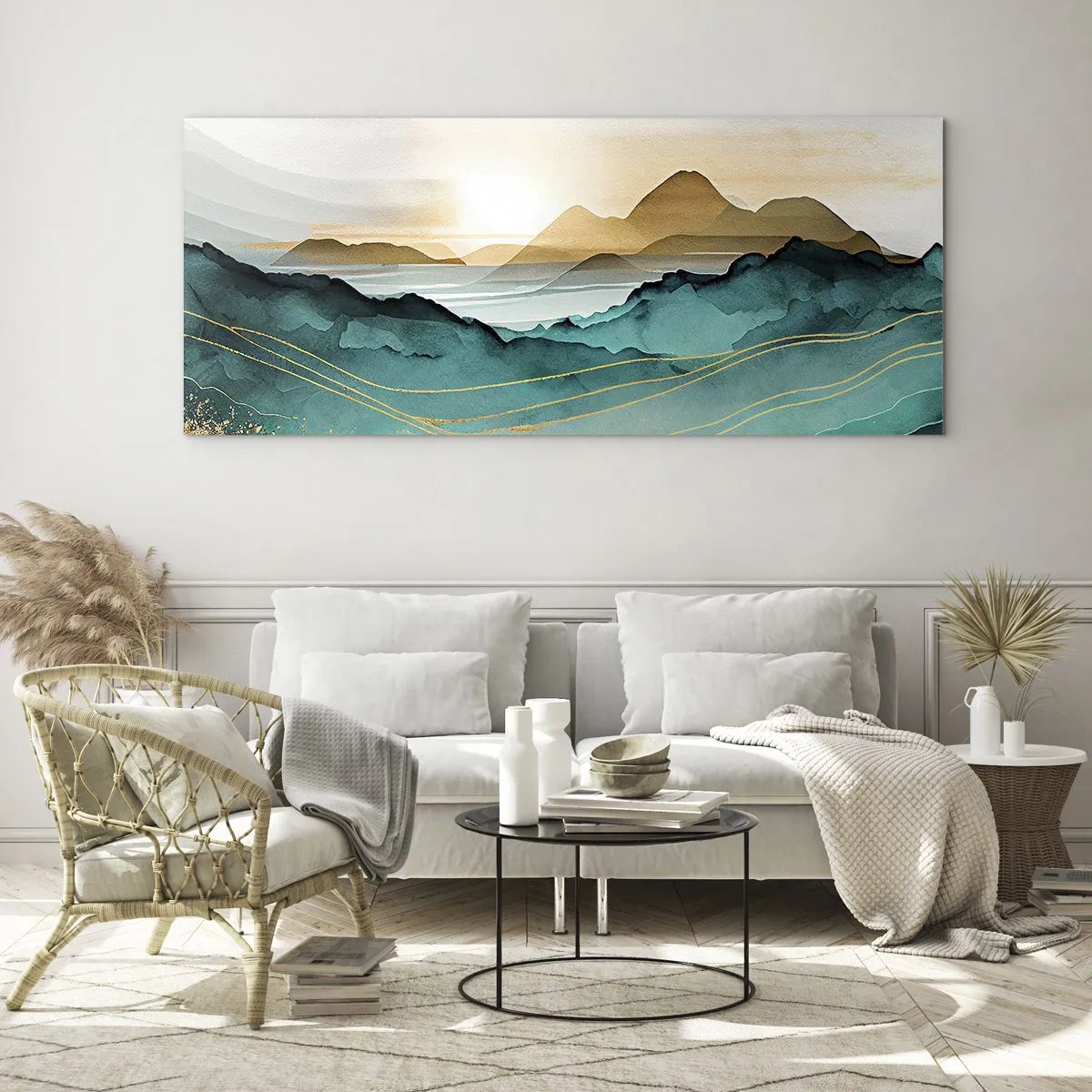 Schilderen op glas - Op de rand van abstractie – landschap - 100x40 cm