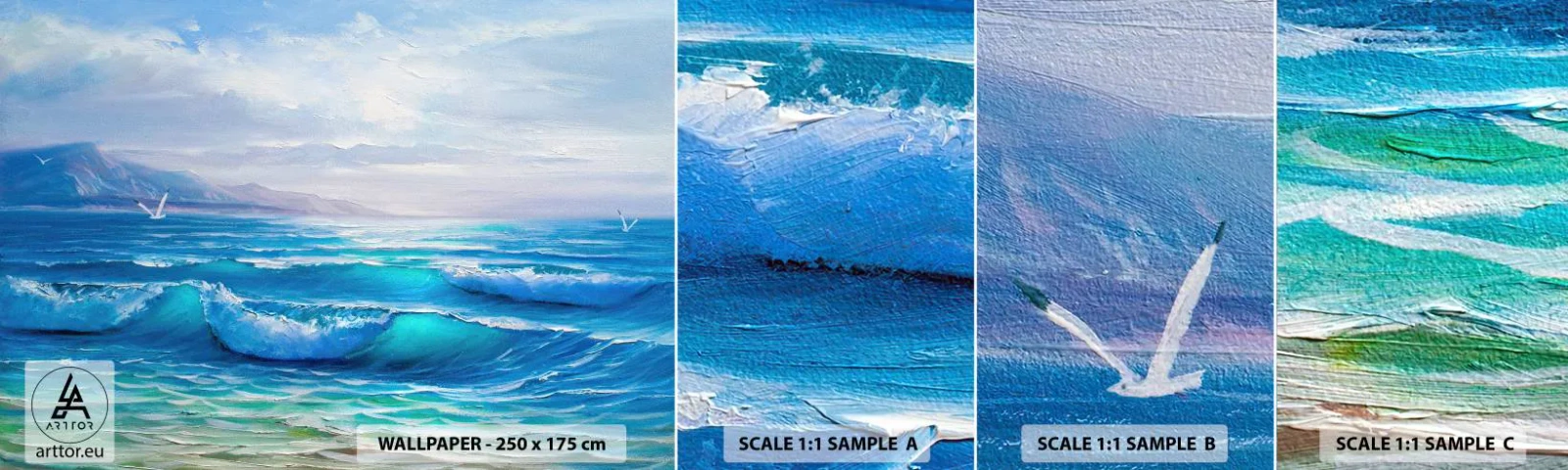 Fotobehang Monster Zelfklevend Deluxe Sticker - Het brengt verlichting - Abstractie, Zee, Grafisch - 100x30 cm