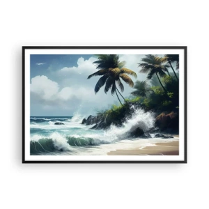 Poster in een zwarte lijst - Op een tropische kust - 100x70 cm