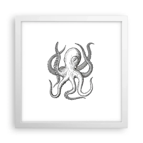 Poster in een witte lijst - Dansend met de golven - 30x30 cm