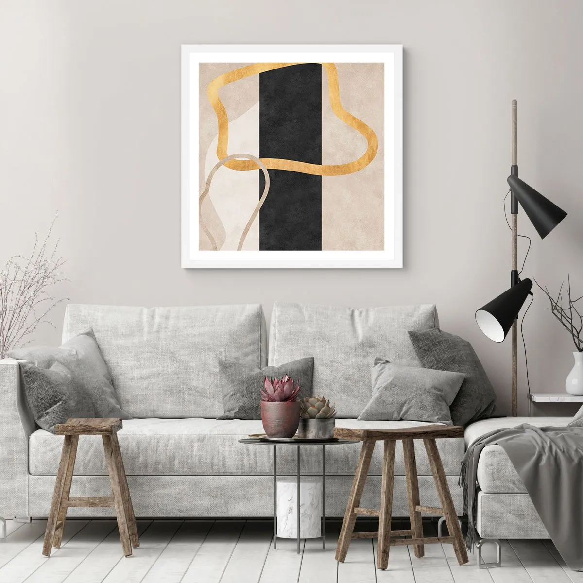 Poster in een witte lijst - Verwarde vormen - 30x30 cm