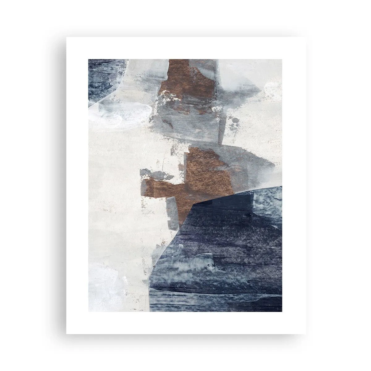 Poster - Blauwe en bruine vormen - 40x50 cm