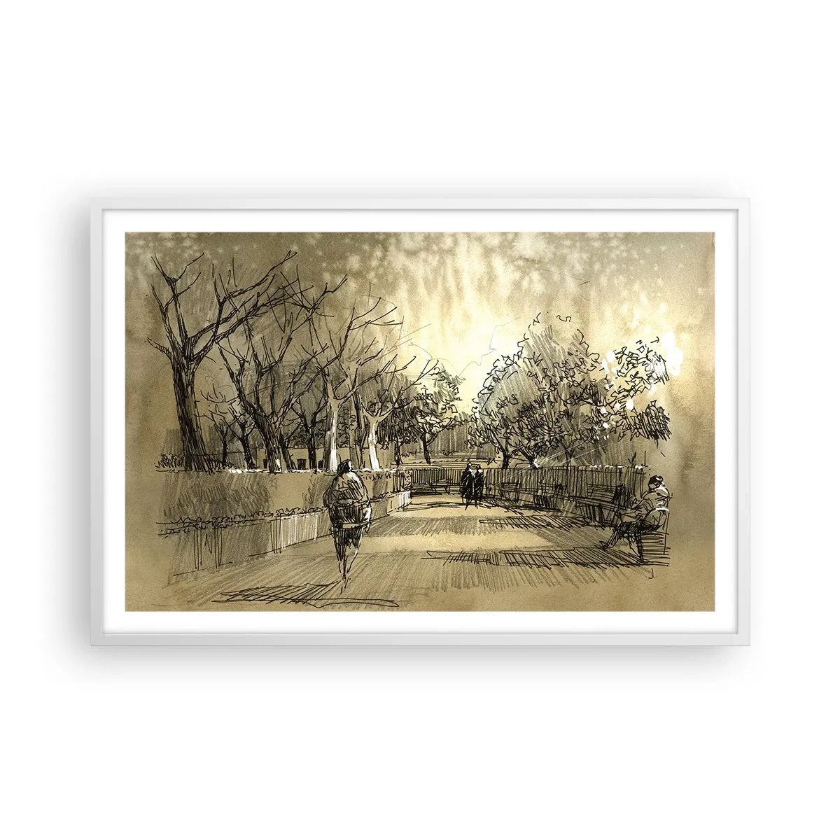 Poster in een witte lijst - Een moment gestopt met een veer - 91x61 cm