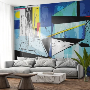 Fotobehang Premium Canvas - Bekijk de wereld vanuit een bepaalde hoek... - Abstractie, Deel, Modern patroon - 300x210 cm