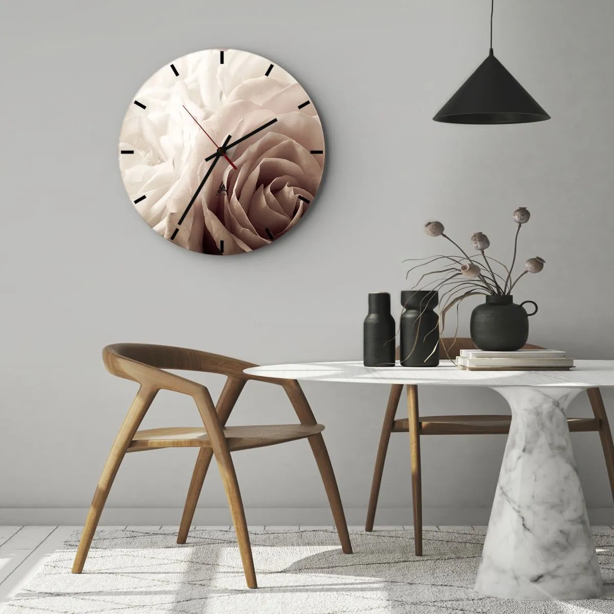 Wandklok - Klok - In het hart van een roos - 30x30 cm