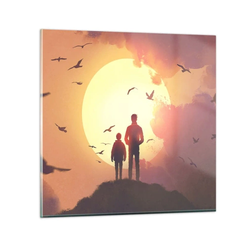 Schilderen op glas - Oog in oog met de zon - 40x40 cm