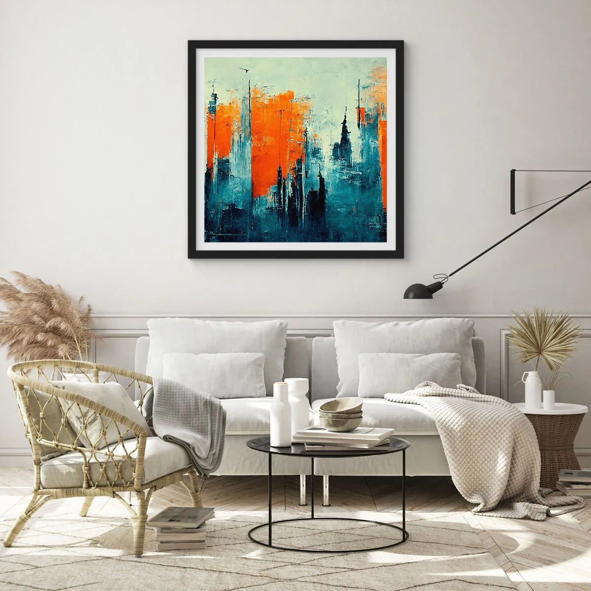 Poster in een zwarte lijst - Modern landschap - 30x30 cm