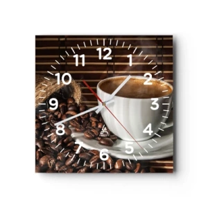 Wandklok - Klok - De zwartheid van steenkool, de helderheid van barnsteen - 40x40 cm