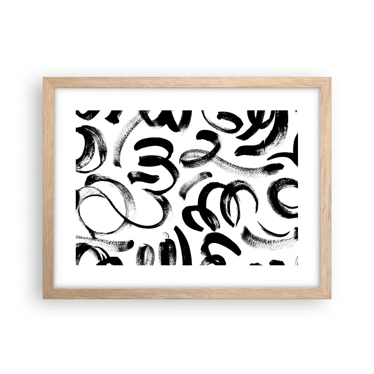 Een poster in een licht eiken lijst - Zwart op wit - 40x30 cm