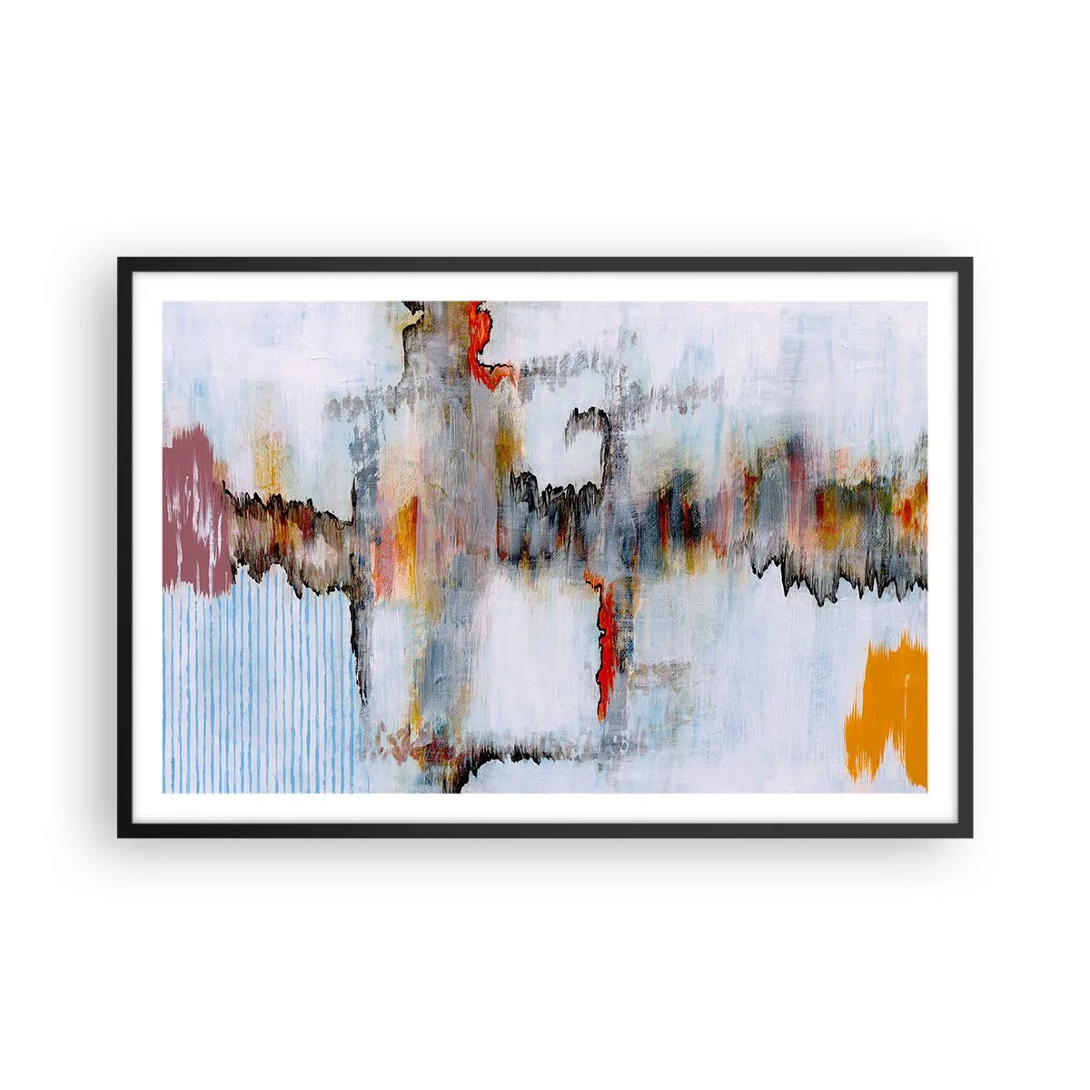 Poster in een zwarte lijst - Een stok op het water - 91x61 cm