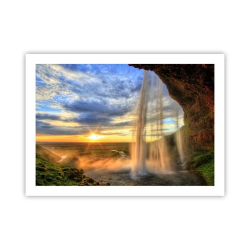 Poster - De wereld achter een sluier van druppels - 70x50 cm