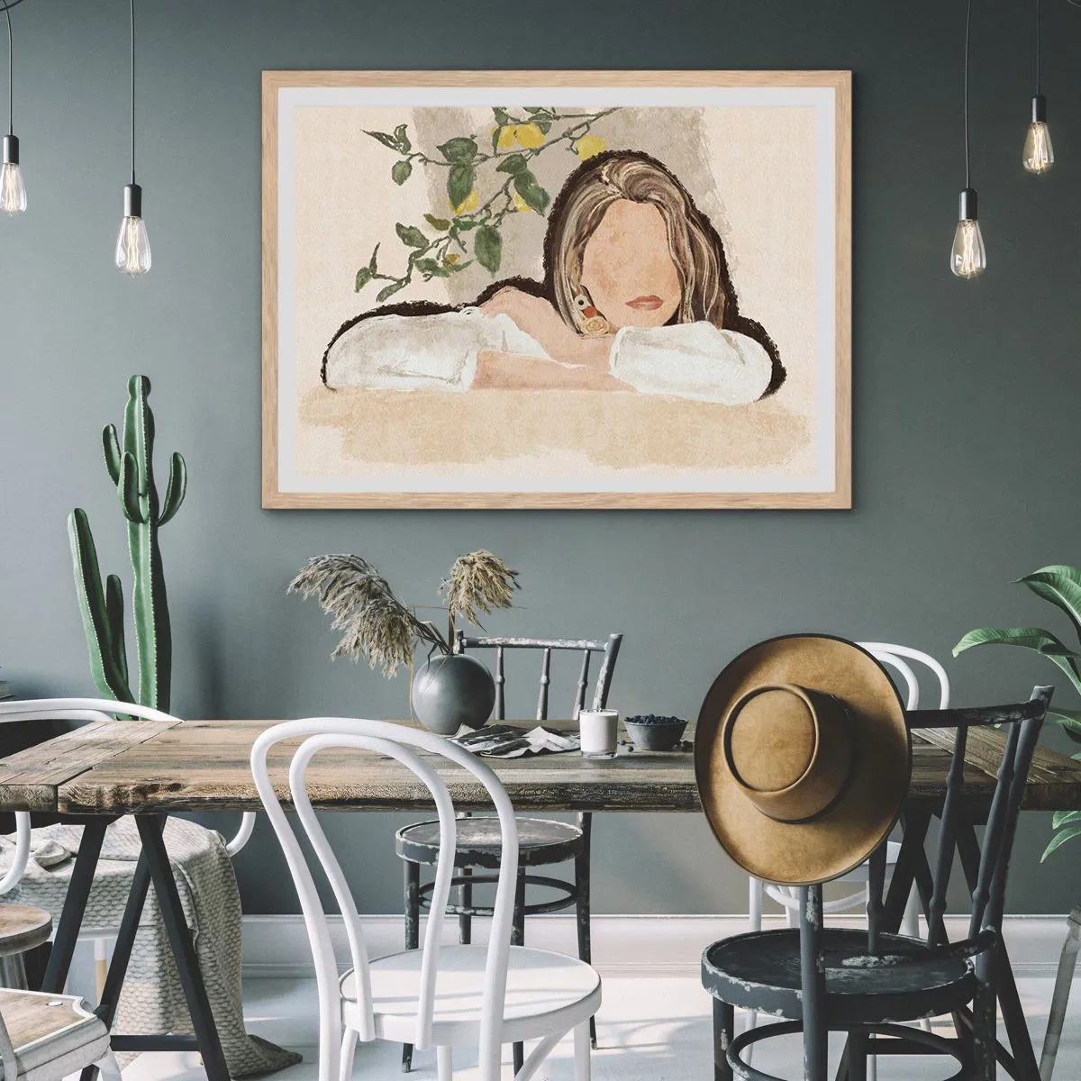 Een poster in een licht eiken lijst - Zuidelijke schoonheid - 100x70 cm