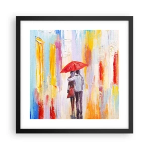 Poster in een zwarte lijst - Laat het maar regenen - 40x40 cm