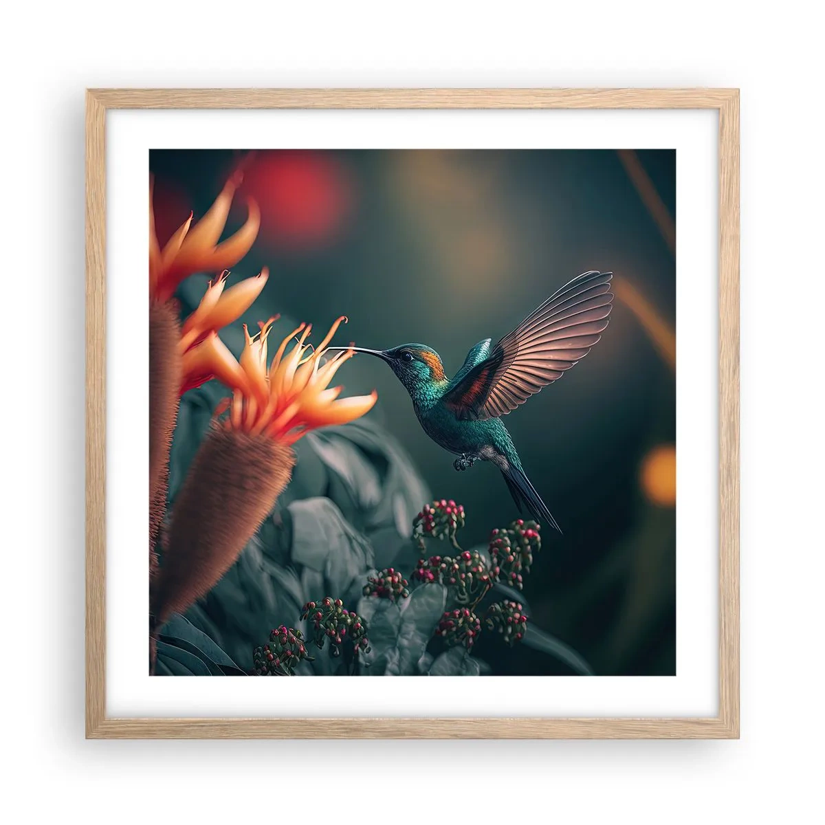 Een poster in een licht eiken lijst - een werkelijk kleurrijk leven - 50x50 cm