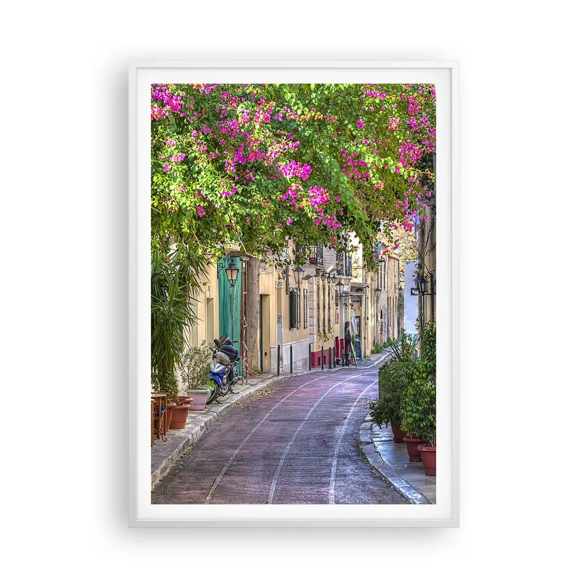 Poster in een witte lijst - Bloeiende steeg - 70x100 cm