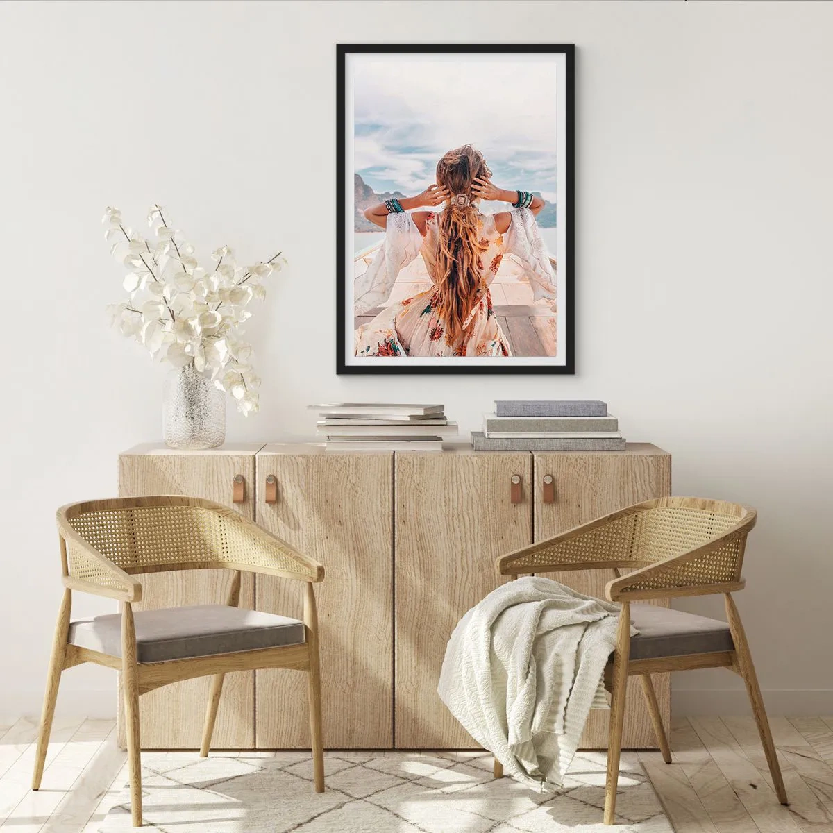Poster in een zwarte lijst - Op weg naar geluk - 30x40 cm
