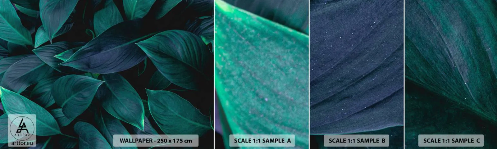 Fotobehang Staaltje Standard Eco - Groen op zichzelf - Bladeren, Natuur, Plantkunde - 100x30 cm