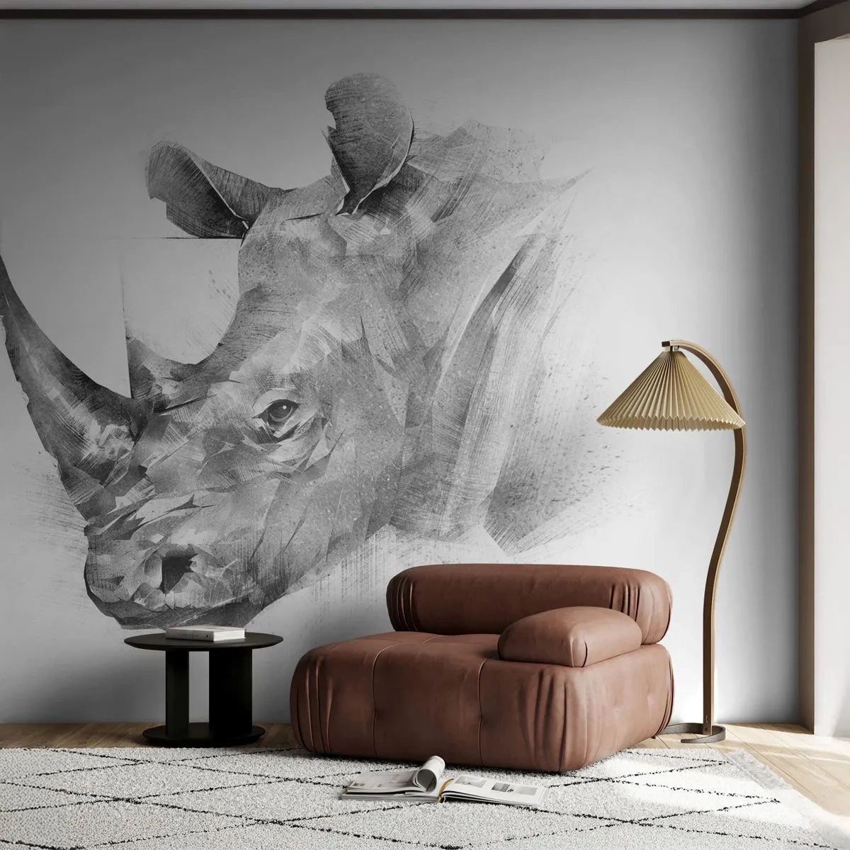Zelfklevend Fotobehang Deluxe Sticker - Afrikaans portret - Abstractie, Neushoorn, Dieren - 250x175 cm