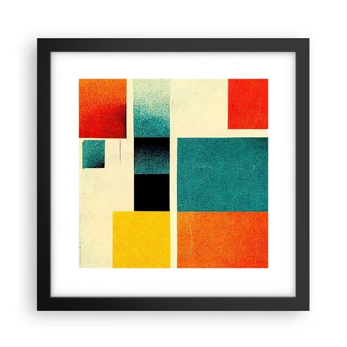 Poster in een zwarte lijst - Geometrische abstractie – goede energie - 30x30 cm