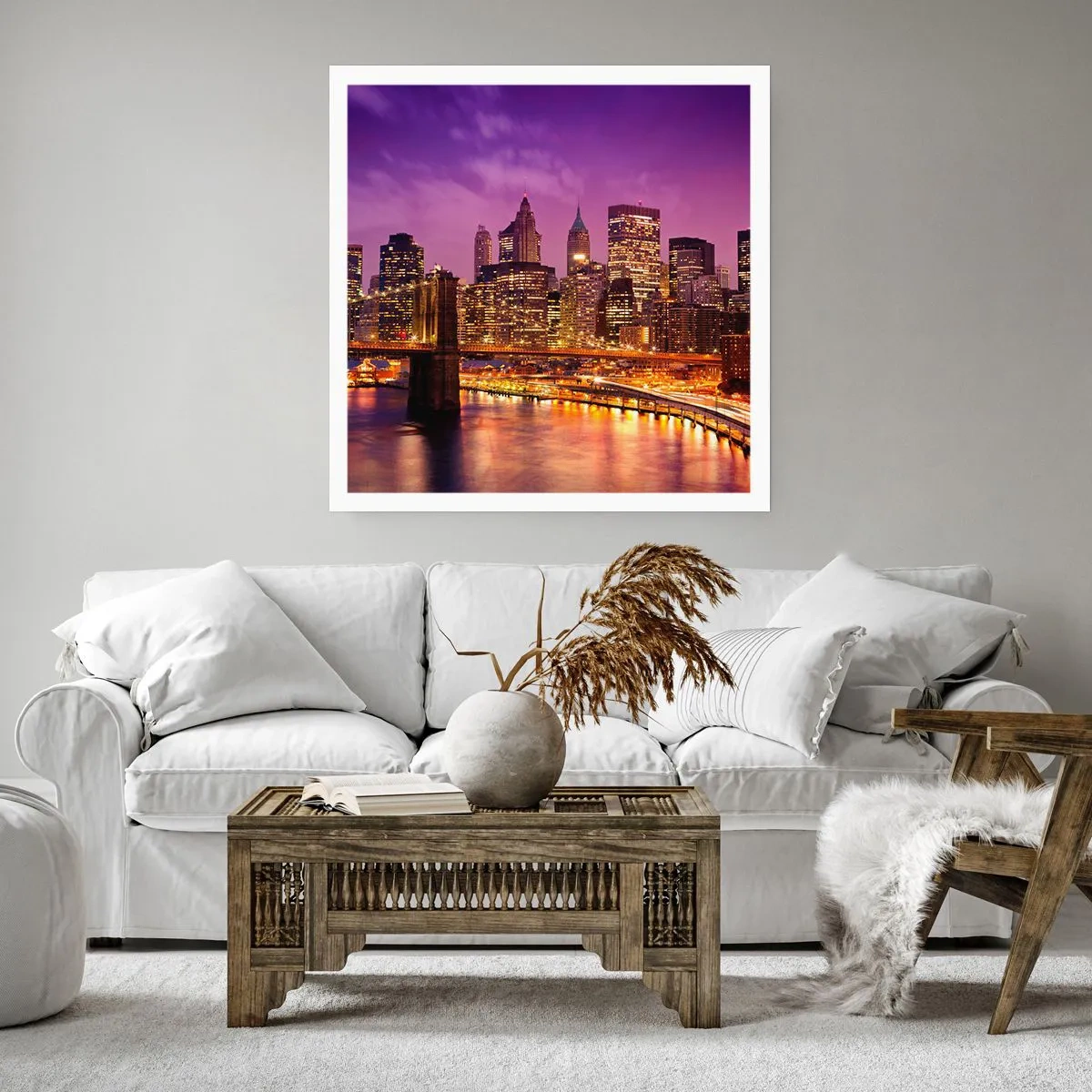 Poster - Violet-goud Manhattan - 60x60 cm