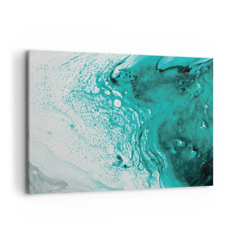 Schilderen op canvas - Versmelten in wit en turkoois - 100x70 cm