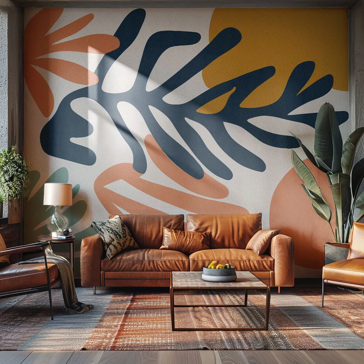 Fotobehang Standard Eco - Koraalzeeën - Boho, Minimalistisch, Blad - 150x105 cm