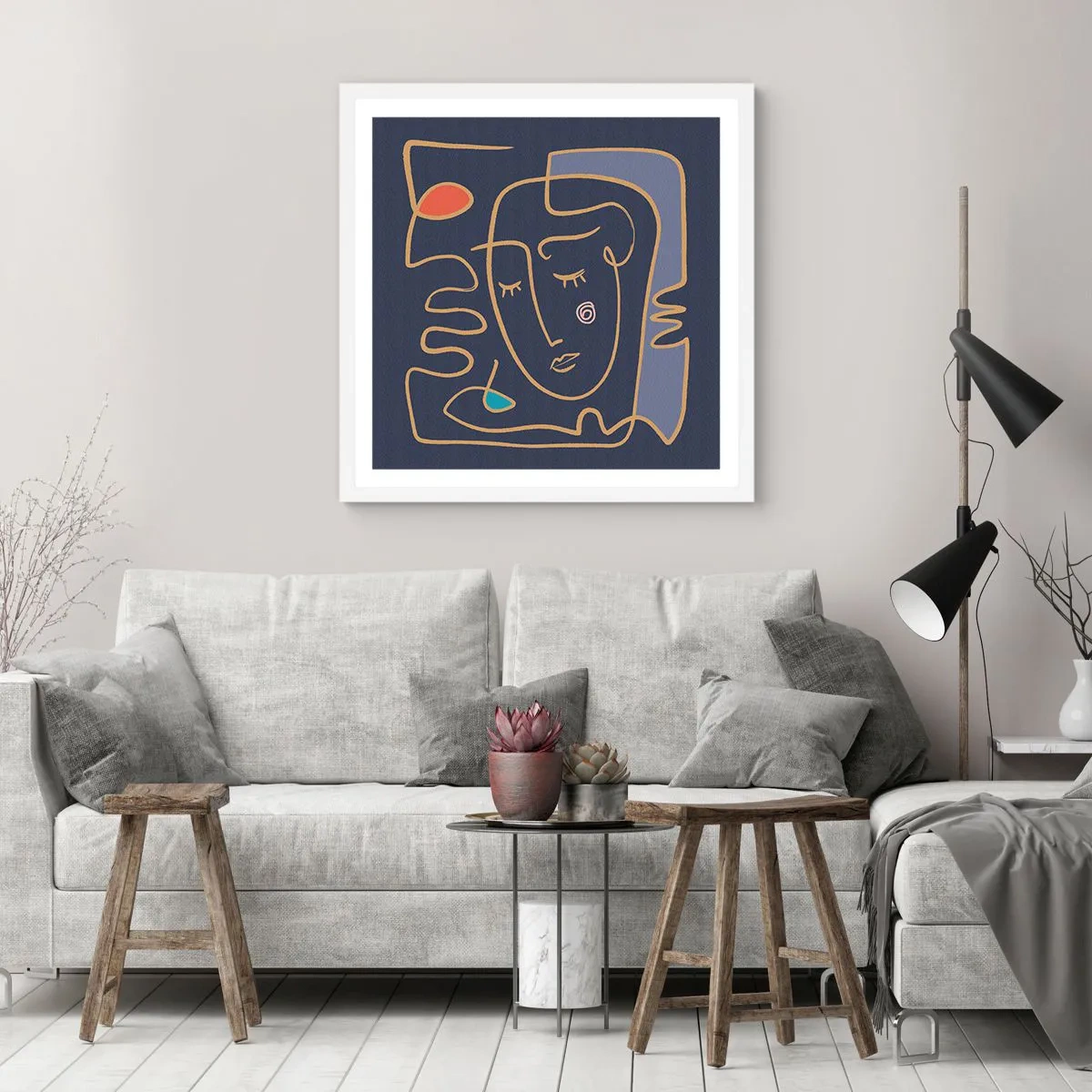 Poster in een witte lijst - In nadenken - 40x40 cm