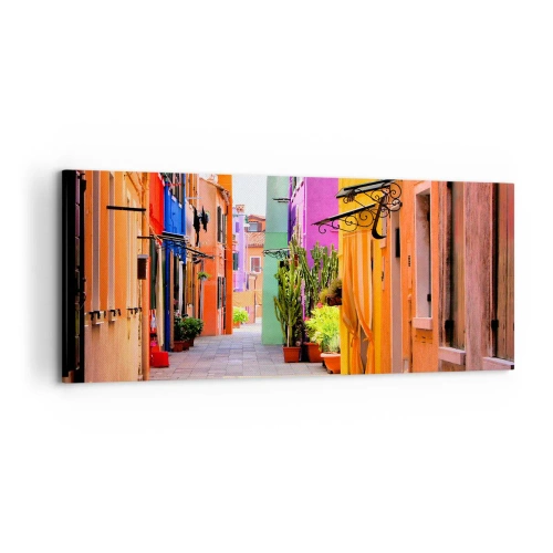 Schilderen op canvas - Regenboogsteeg - 120x50 cm