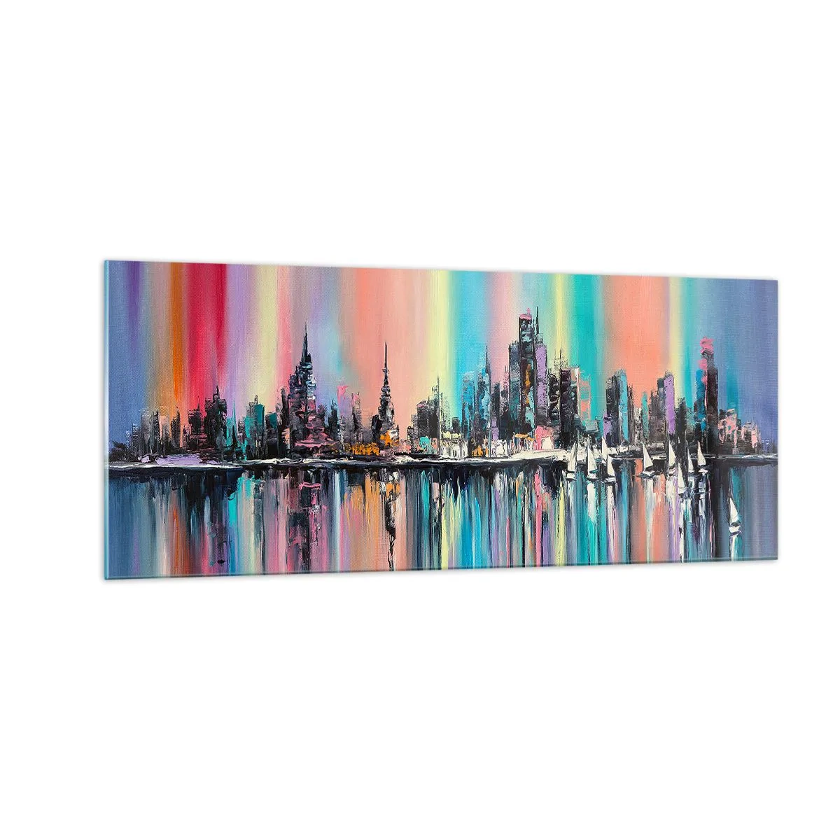 Schilderen op glas - Om in het licht van de nacht te vallen - 100x40 cm