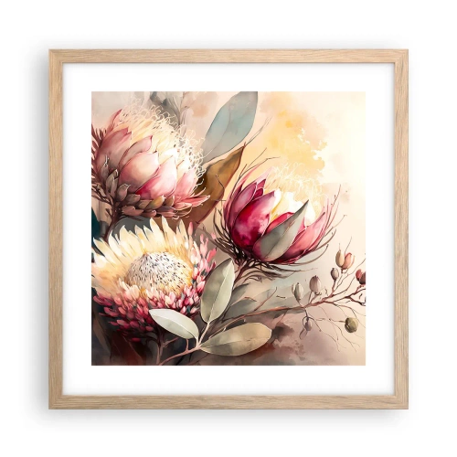 Een poster in een licht eiken lijst - In profiel en en face - 40x40 cm