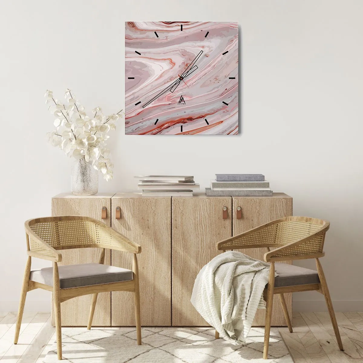 Wandklok - Klok - Roze vloeistof - 30x30 cm