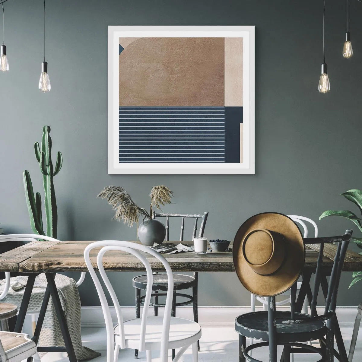 Poster in een witte lijst - Een compositie van eenvoud en rondheid - 40x40 cm