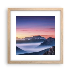 Een poster in een licht eiken lijst - Over de valleien - 30x30 cm
