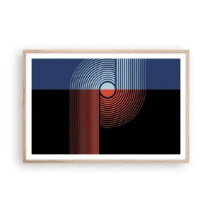 Een poster in een licht eiken lijst - In een geometrische omhelzing - 91x61 cm