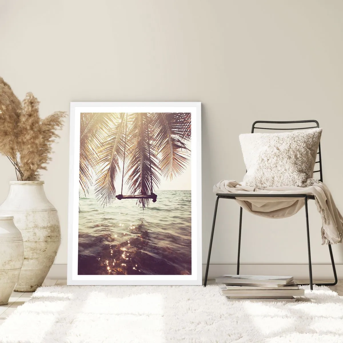 Poster in een witte lijst - Je kunt naar believen in de wolken slingeren - 70x100 cm