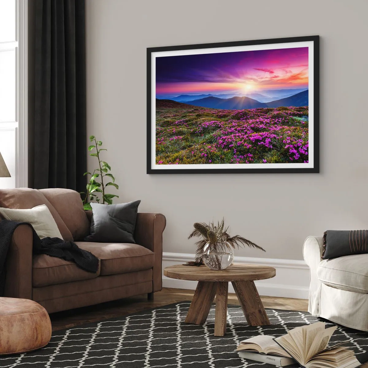 Poster in een zwarte lijst - Kruiden roken naar verse trossen van de velden - 100x70 cm