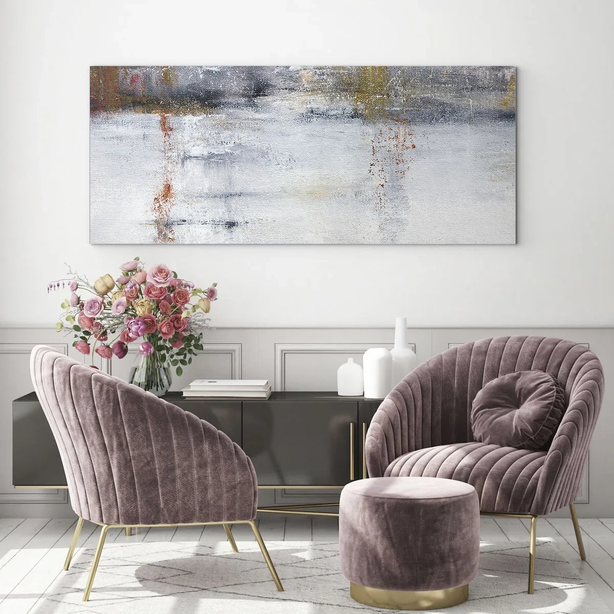 Schilderen op glas - Achter de luchtgordijn - 140x50 cm