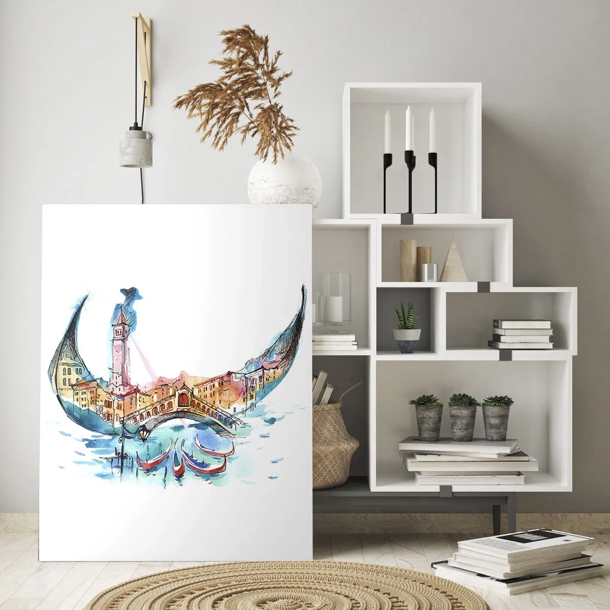 Schilderen op glas - We varen door de stad - 50x70 cm