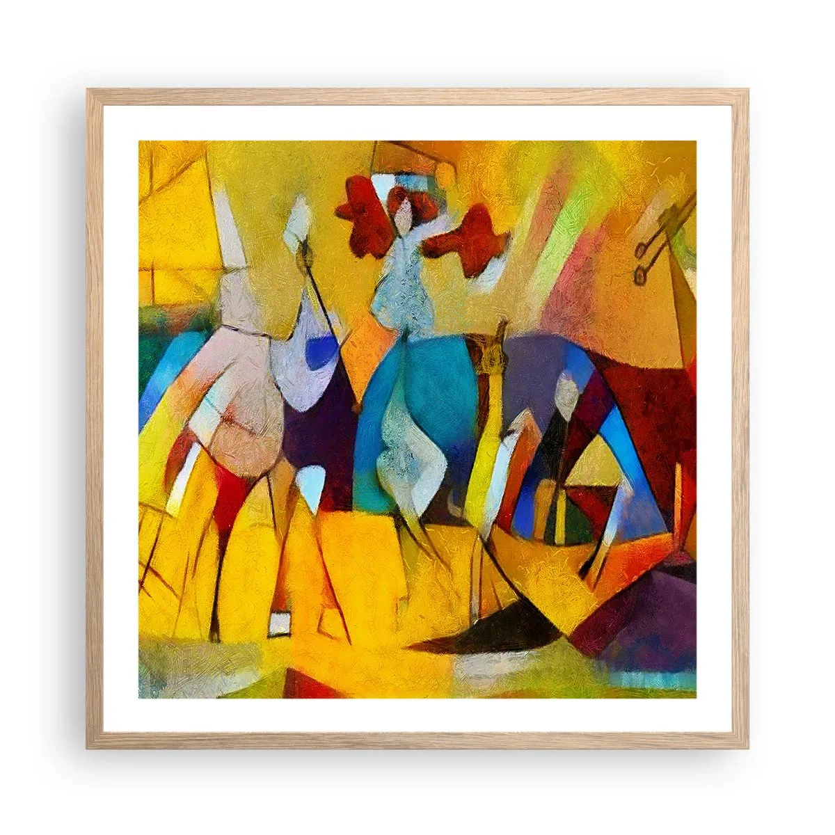 Een poster in een licht eiken lijst - Zon - leven - vreugde - 60x60 cm
