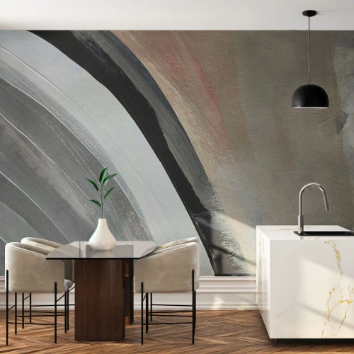 Fotobehang Premium Canvas - Compositie: boog van zwart en grijs - Abstractie, Deel, Moderne kunst - 500x350 cm