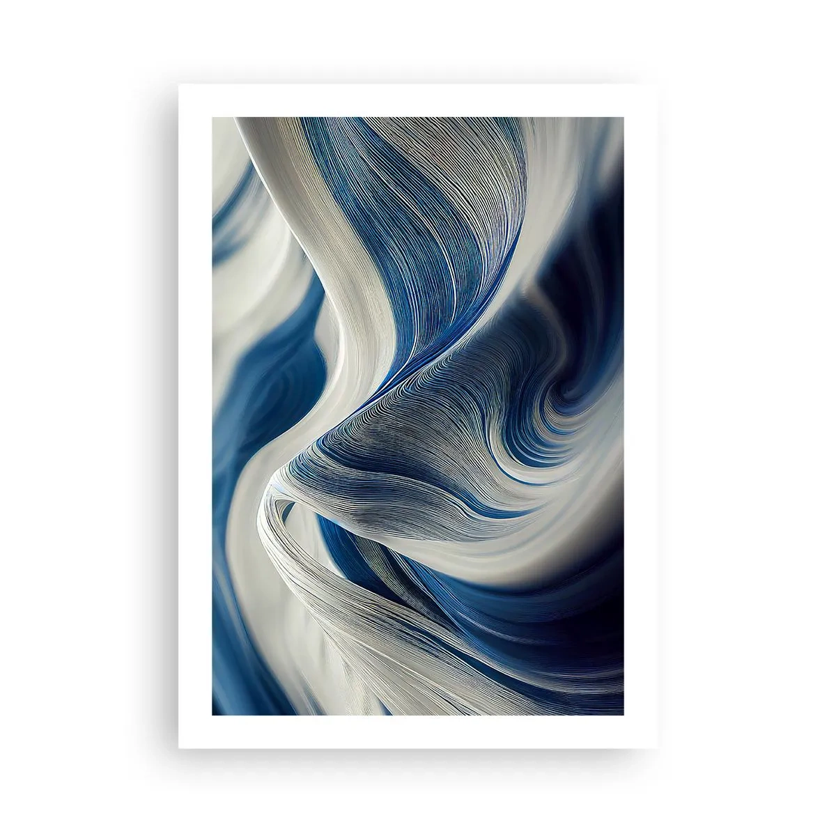 Poster - De vloeibaarheid van blauw en wit - 50x70 cm