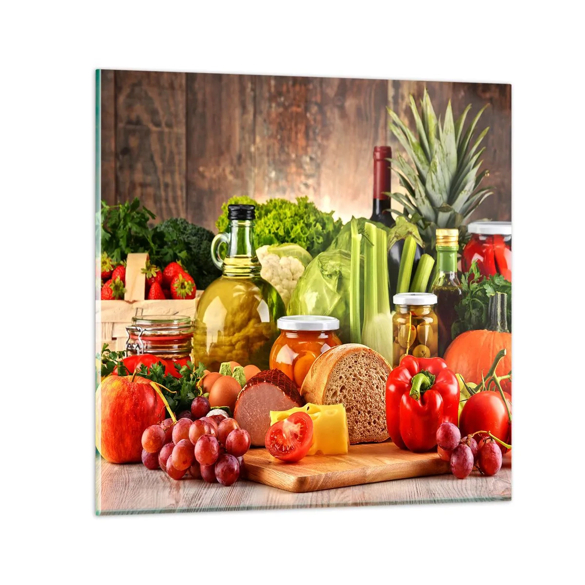 Schilderen op glas - Gerookt, gebakken en gemarineerd - 40x40 cm