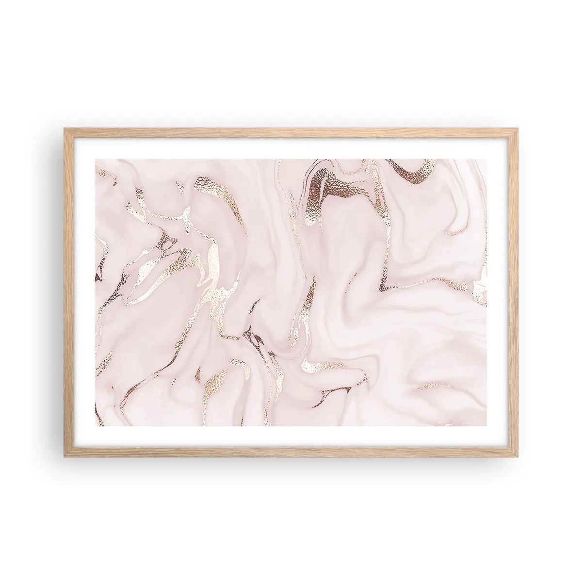 Een poster in een licht eiken lijst - In een roze sjaal - 70x50 cm