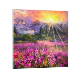 Schilderen op glas - In de vallei onder de bescherming van de zon - 50x50 cm