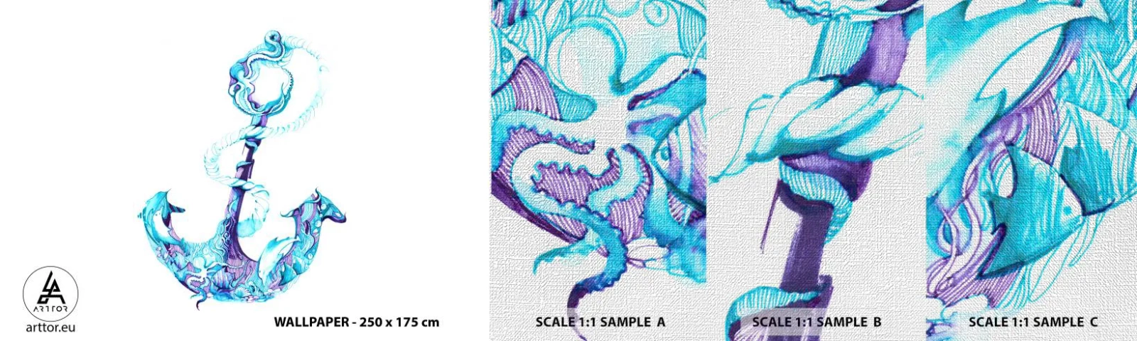 Fotobehang Monster Premium Canvas - De vertrouweling van de geheimen van de zee - Abstractie, Anker, Zee - 100x30 cm